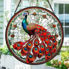 Pfau Sonnenfänger Gemalte Fensterdekorationen Dekohänger für Fenster
