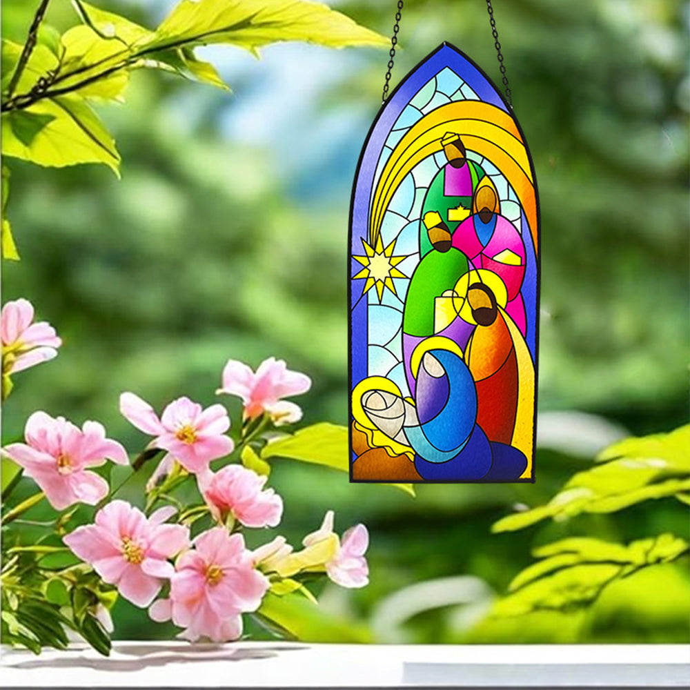 Religion Sonnenfänger Gemalte Fensterdekorationen Dekohänger für Fenster