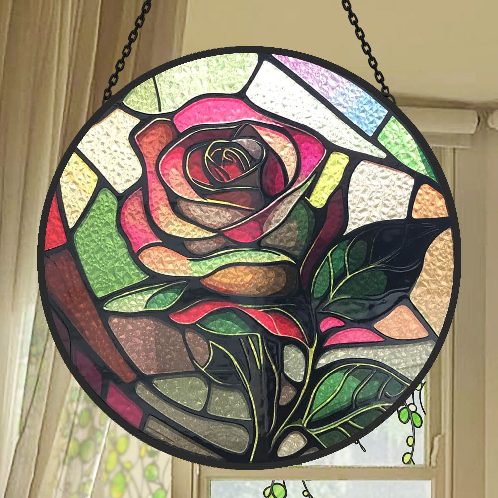 Rose Sonnenfänger Gemalte Fensterdekorationen Dekohänger für Fenster