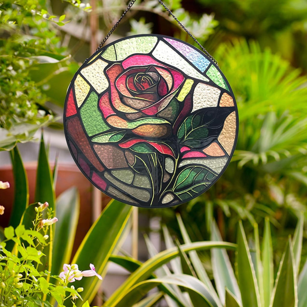 Rose Sonnenfänger Gemalte Fensterdekorationen Dekohänger für Fenster