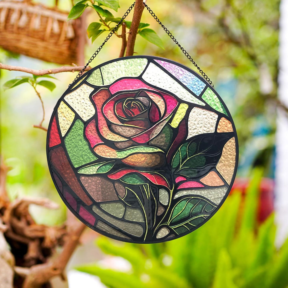 Rose Sonnenfänger Gemalte Fensterdekorationen Dekohänger für Fenster