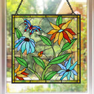 Schmetterlinge und Blumen Sonnenfänger Gemalte Fensterdekorationen Dekohänger für Fenster