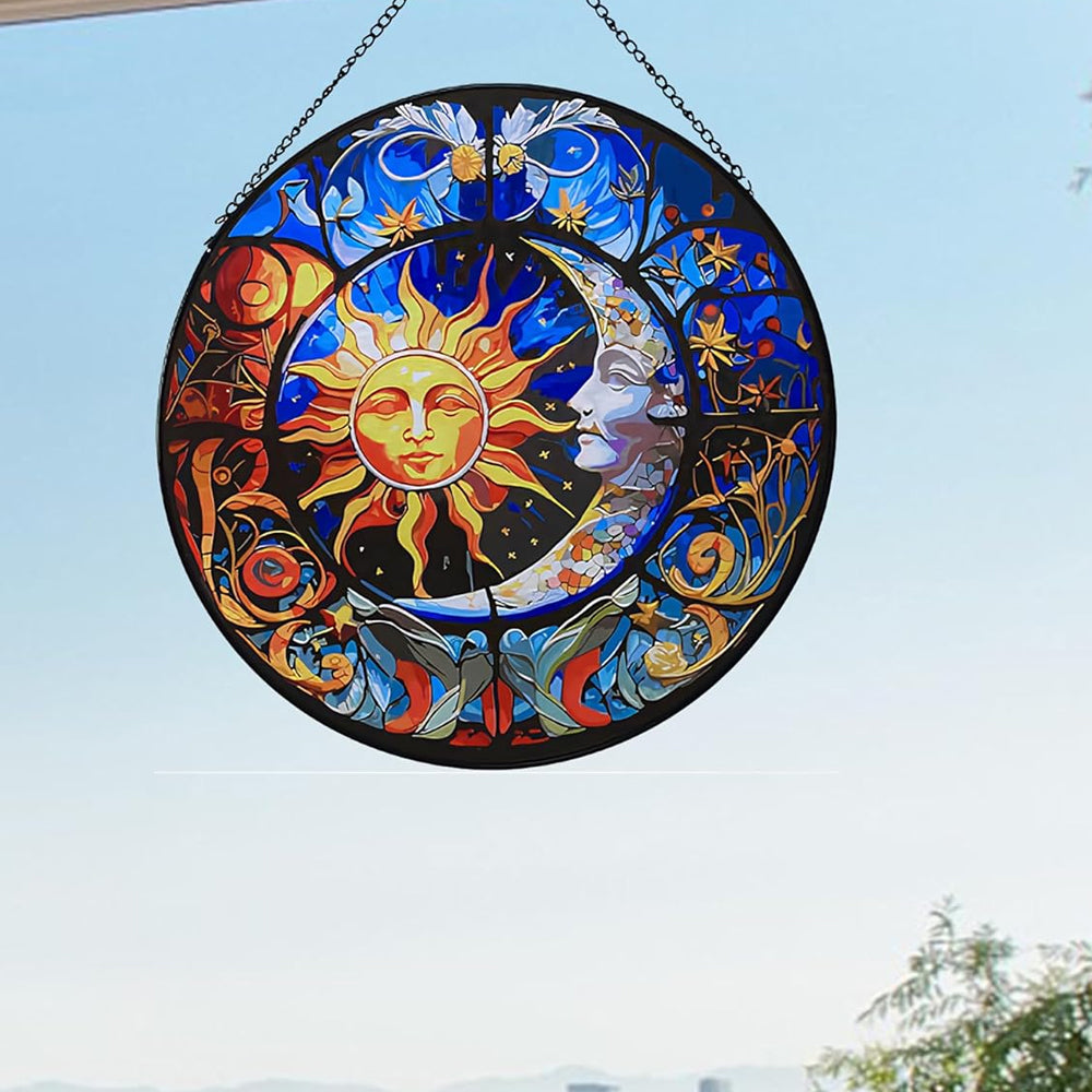 Sonne und Mond Sonnenfänger Gemalte Fensterdekorationen hängendes Fensterdekor