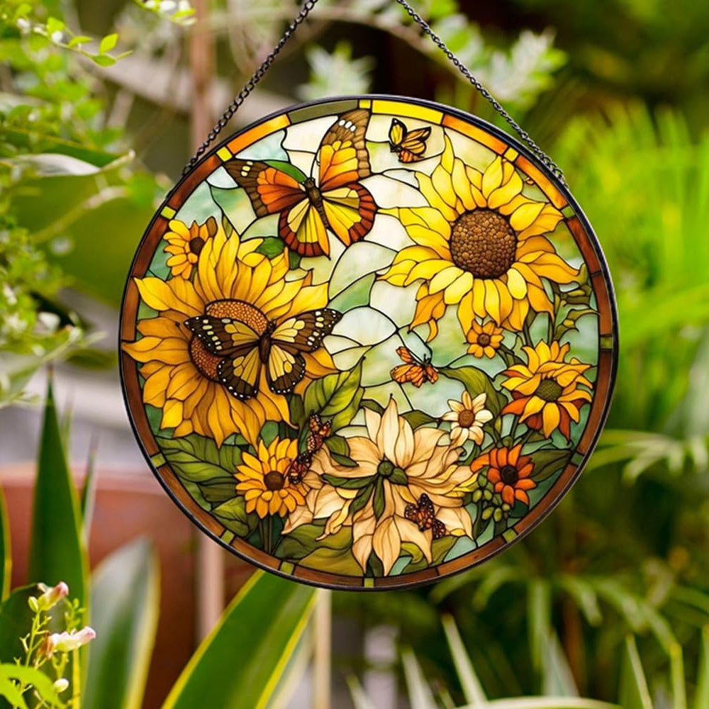 Sonnenblume Sonnenfänger Gemalte Fensterdekorationen Dekohänger für Fenster