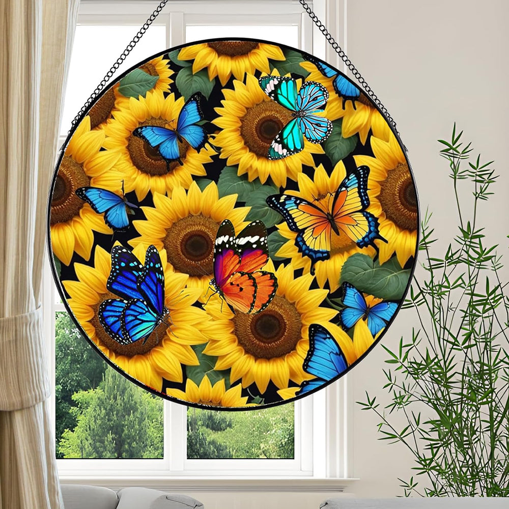 Sonnenblume Sonnenfänger Gemalte Fensterdekorationen Dekohänger für Fenster