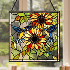Sonnenblume und Vögel Sonnenfänger Gemalte Fensterdekorationen Dekohänger für Fenster