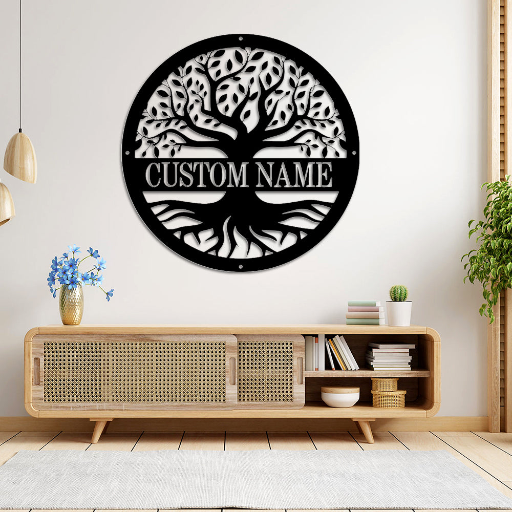 Personalisiert Familienname Metall Wandkunst Lebensbaum Dekoration