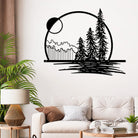 Sonne Mond Berg mit Baum Metall Wandkunst Dekoration