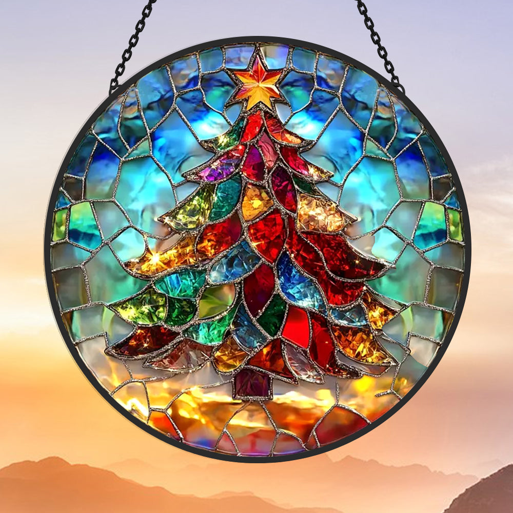 Weihnachtsbaum Sonnenfänger Gemalte Fensterdekorationen Fenster-hängendes Dekor