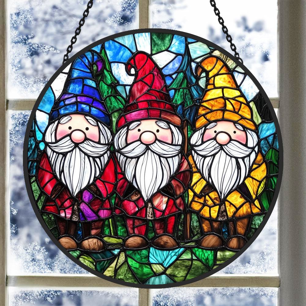 Weihnachtswichtel Sonnenfänger Gemalte Fensterdekorationen Dekohänger für Fenster