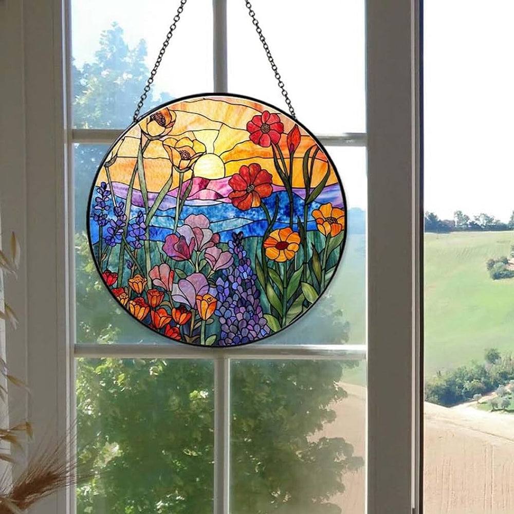 Wildblumen Sonnenfänger Gemalte Fensterdekorationen Dekohänger für Fenster