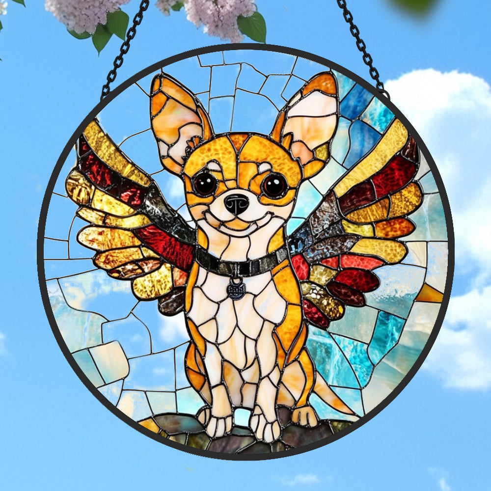 Wundervoller Chihuahua Sonnenfänger Gemalte Fensterdekorationen Dekohänger für Fenster