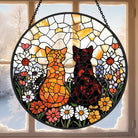 Zwei niedliche Katzen Sonnenfänger Gemalte Fensterdekorationen Dekohänger für Fenster